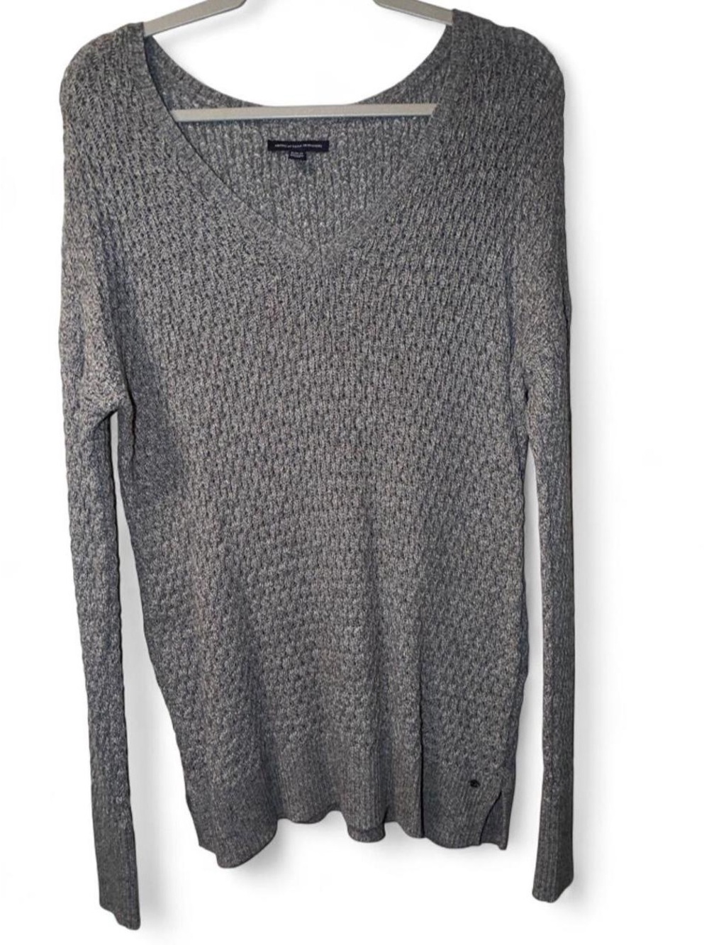 American Eagle Gray V-Neck Sweater